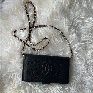 Black Leather Chain Shoulder Bag